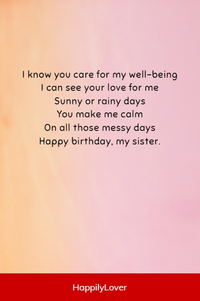 beautiful birthday poem for sister