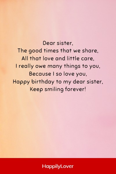 birthday poems for your sister
