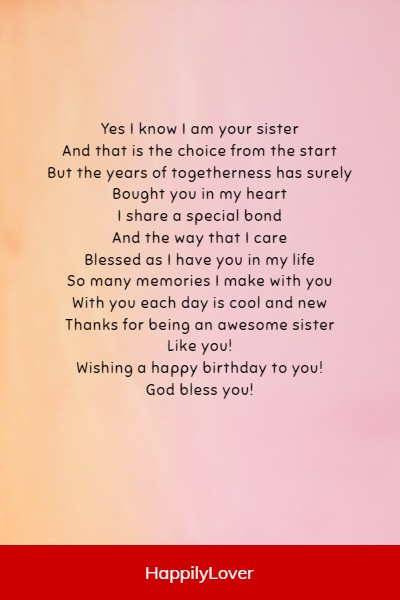 cute birthday poem for your sister