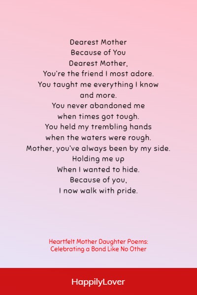 cute mother daughter poems