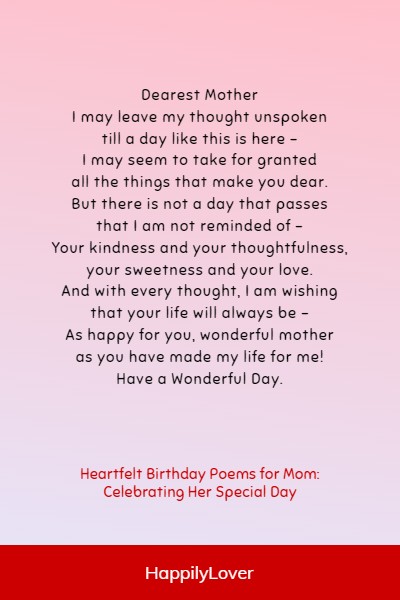 heart touching birthday poems for mom