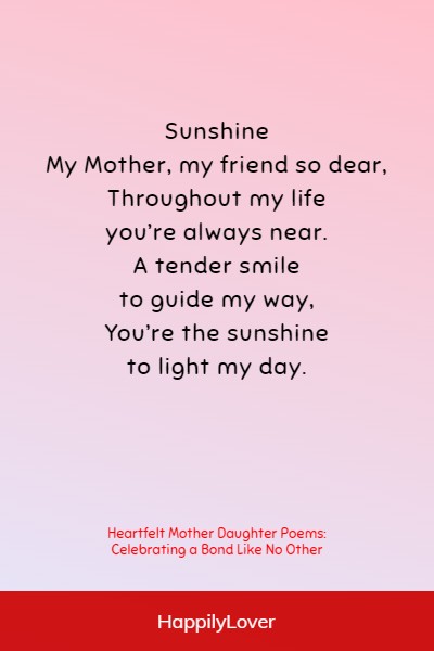 heartfelt mother daughter poems