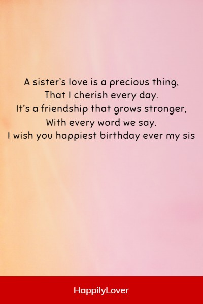lovely birthday poem for my sister