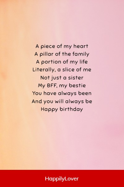 lovely birthday poem for sister