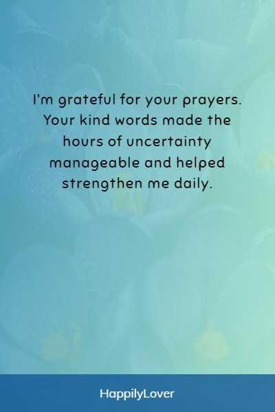 sweet thank you for prayer