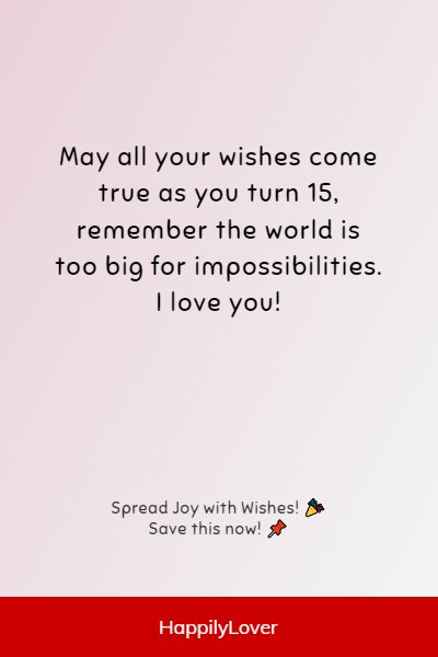 amazing line to wish happy 15th birthday
