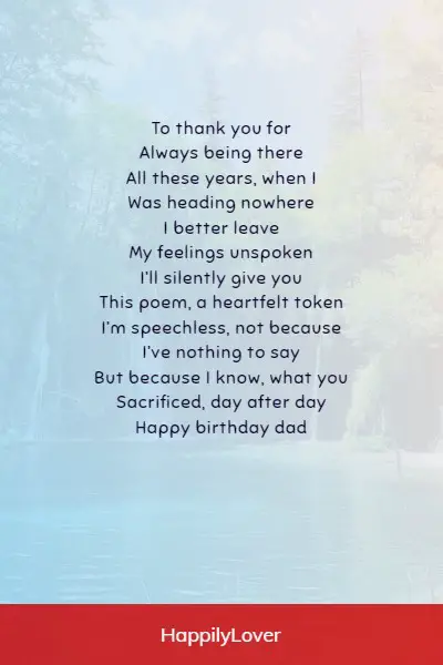 heartfelt birthday poems for dad